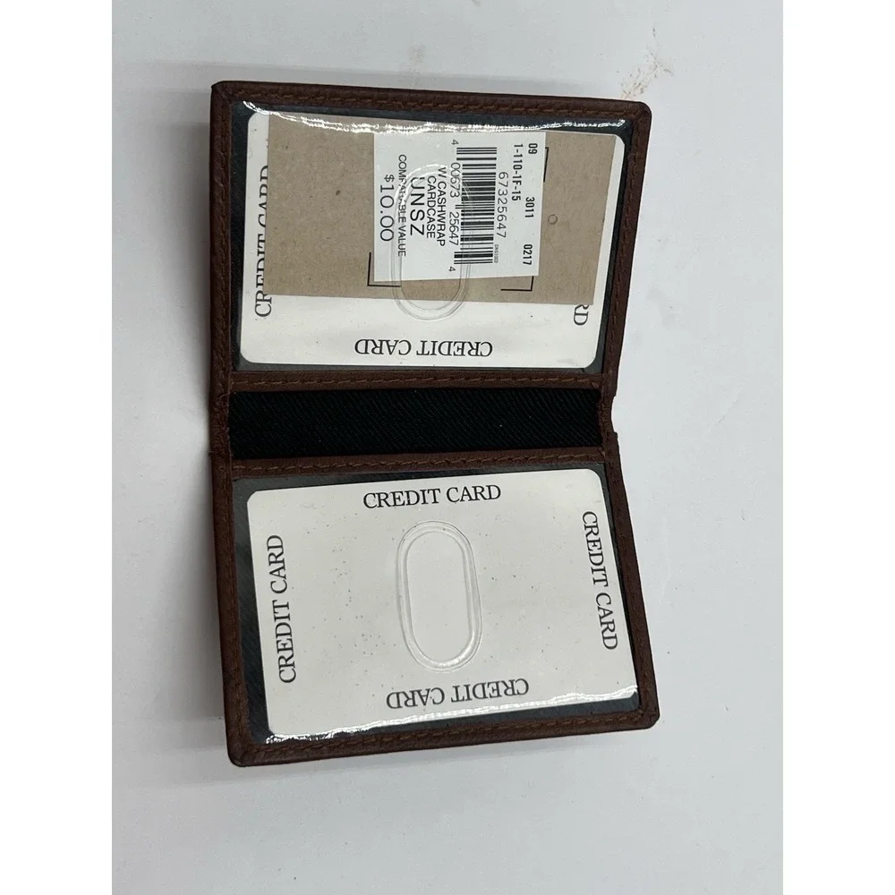 Genuine Leather Bifold Card Holder Wallet Brown ID Window Unisex